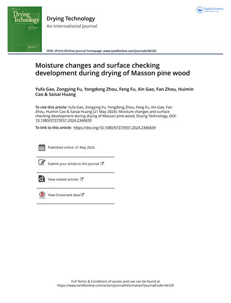 PDF Moisture Changes And Surface Checking Development During Drying