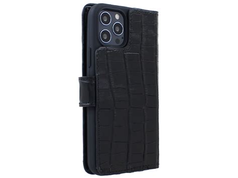 Croco Leather Case Hoesje Leer Iphone Pro Zwart