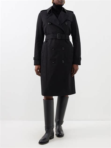 Burberry Kensington Cotton Gabardine Trench Coat Black Editorialist