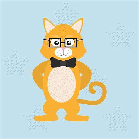 Elegante Gato De Dibujos Animados Vector Premium