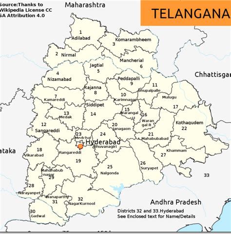 Map 31 Districts Telangana