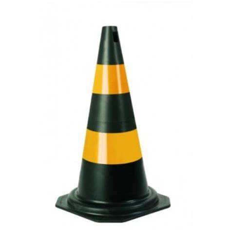 Cone 50cm Pvc Pretoamarelo Plastcor