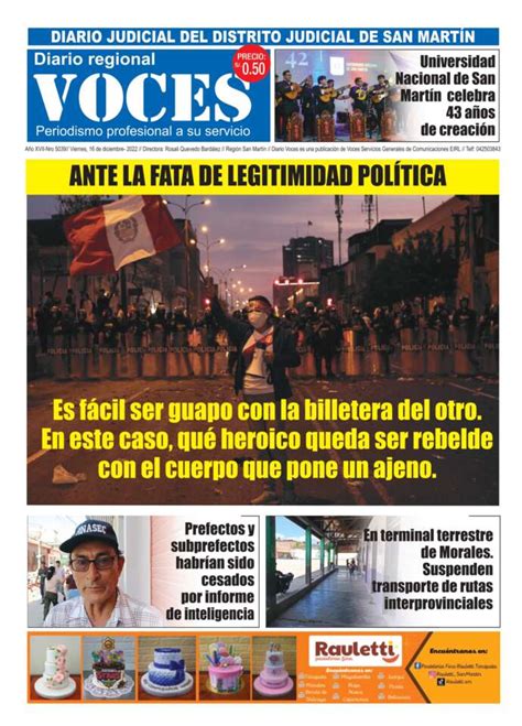 Portada Viernes 16 De Diciembre 2022 Diario Voces