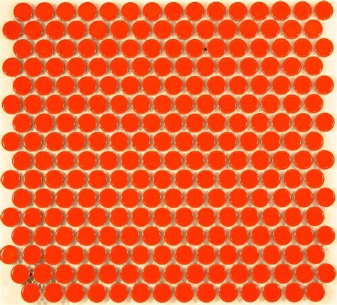 Camden Penny Round Orange Gloss Glazed Mosaic Tile