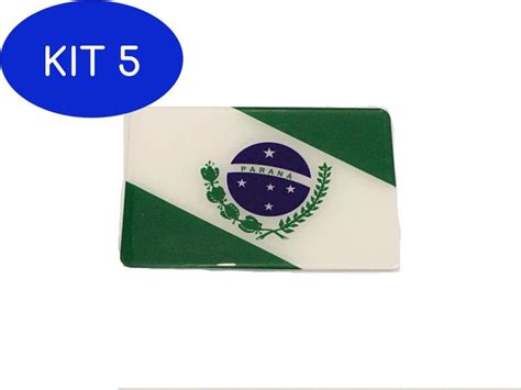 Kit 5 Adesivo Resinado Da Bandeira Do Estado Do Paraná 9x6 Mundo Das