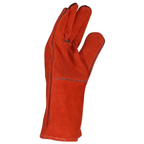 Dexterhand 5114 Guante Soldador Rojo De Carnaza Cosido Con Hilo