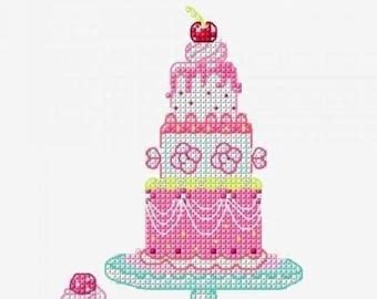 Birthday Cake Cross Stitch Card Etsy