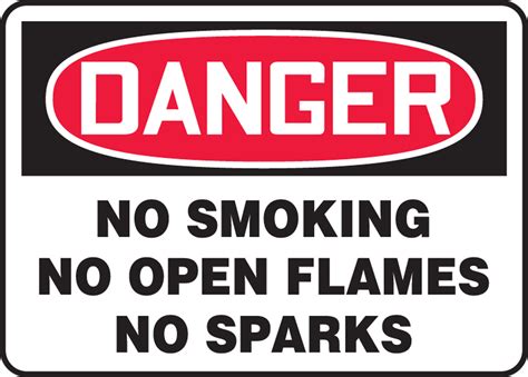 No Smoking No Open Flames No Sparks Osha Danger Safety Sign Msmk