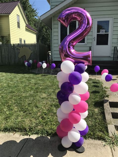 2nd Birthday Pink Purple Balloon Columns Pink Balloons Purple