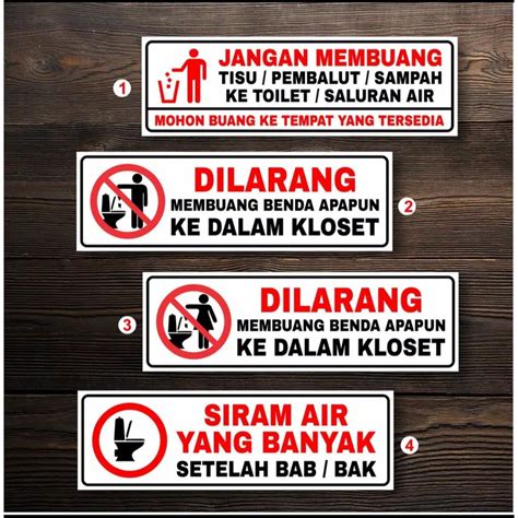 Jual Stiker DILARANG KLOSET TOILET 7 5x23cm Sign Rambu K3 Shopee