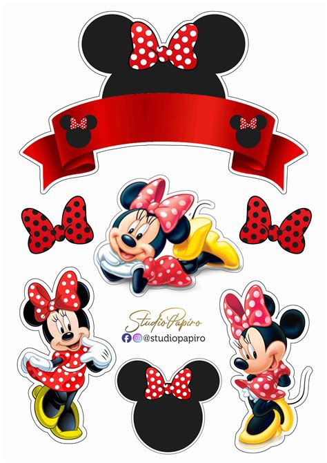 Topo De Bolo Minnie Vermelha Para Imprimir Lembrancinhas Minnie