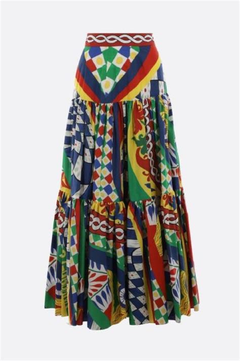 돌체앤가바나 여성 스커트 Carretto printed poplin round skirt DOLCE GABBANA