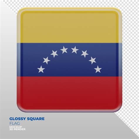 Bandera Cuadrada Brillante Con Textura 3d Realista De Venezuela