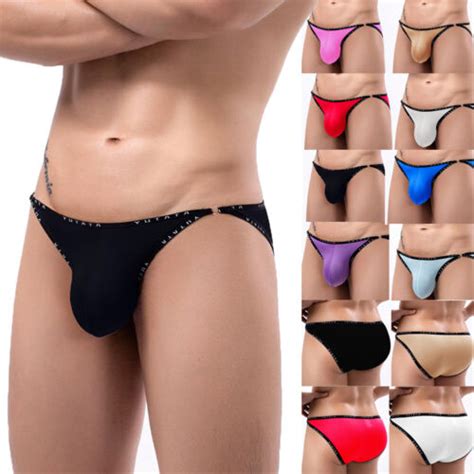 Sexy Mens Nylon Briefs Cool Ice Silk Low Rise Underwear Bikini Pouch