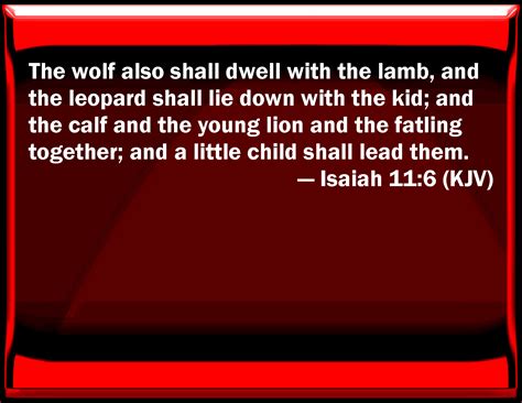 Isaiah 116 The Wolf Also Shall Dwell With The Lamb And The Leopard