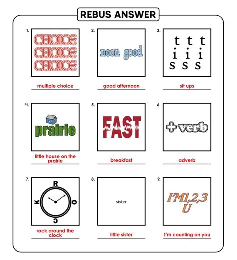 Free Printable Rebus Puzzles With Answers