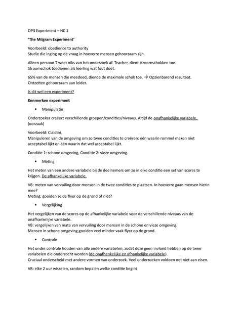 Onderzoekspracticum 3 Experiment College Aantekeningen HC S OP3