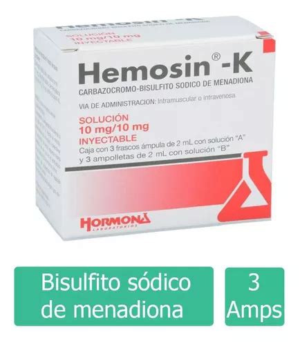 Hemosin K Solución Inyectable 10 Mg 10 Mg Caja Con 3 Aplic Envío Gratis