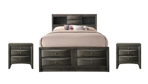 Buy Crown Mark Emily Queen Storage Bedroom Set Pcs In Gray Wood Online