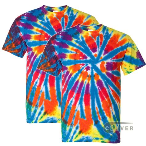 Tie Dyed Rainbow Cut Spiral Short Sleeve T Shirt 2 Piece Set