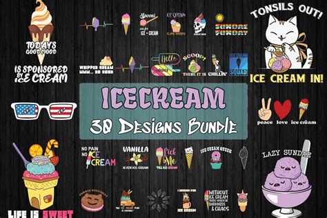 Ice Cream Bundle Svg 30 Designs Graphic By Pecgine · Creative Fabrica