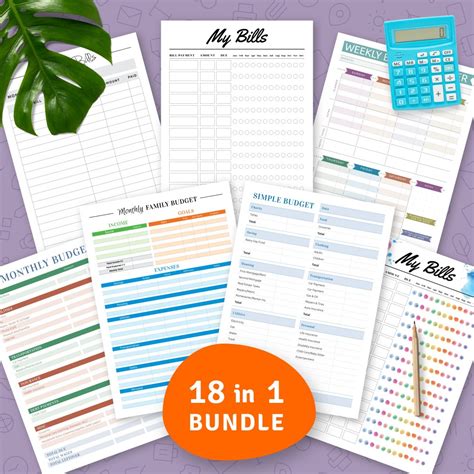 Easy Household Budget Tracker Template Printable Pdf