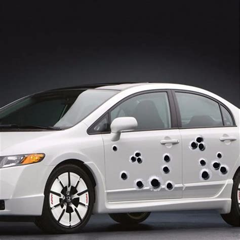 Fake Bullet Holes Funny Car Stickers 3d Decals Emblem Symbol Car Helmet