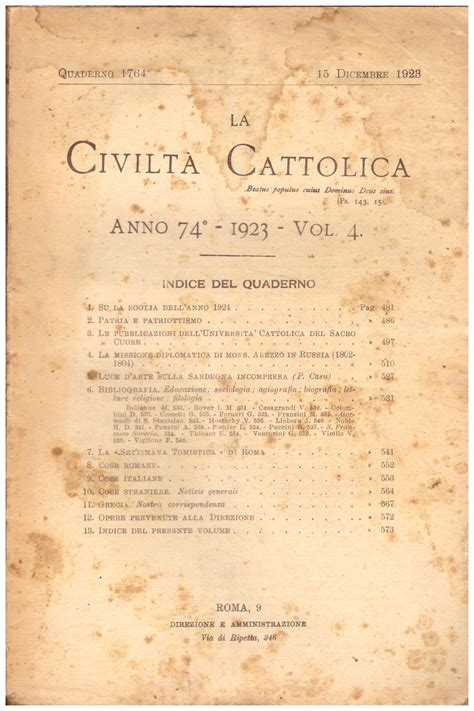 Antichi Libri Online Titolo La civiltà cattolica quaderno 1764