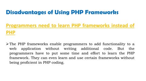 Ppt Advantages And Disadvantages Of Php Frameworks Powerpoint