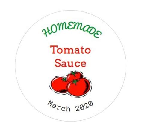 Tomato Sauce Labels Homemade Canning Jar Labels For Mason Jars Round