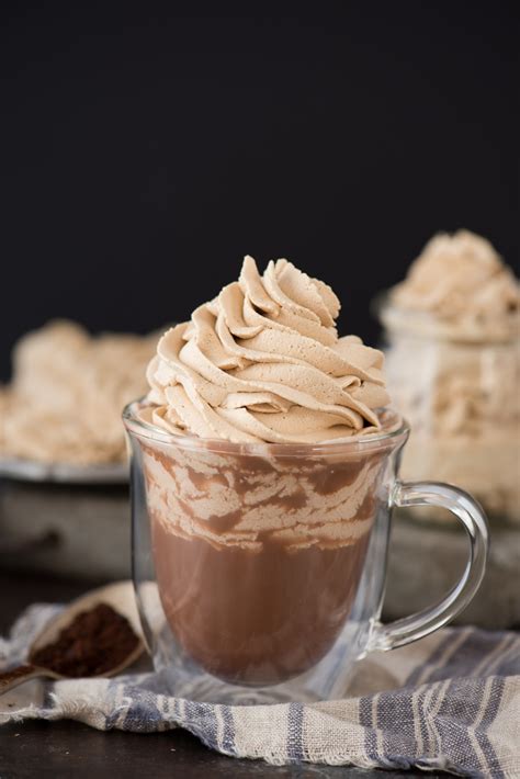 Hot Chocolate In Glass Mug With Coffee Whipped Cream On Top Coffee