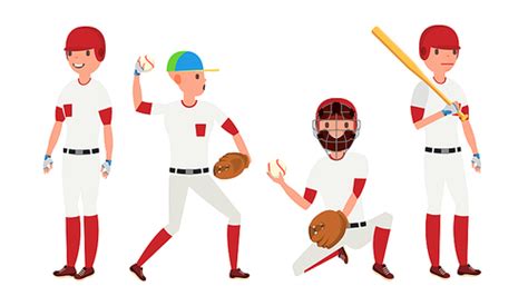 유토이미지 Classic Baseball Player Vector Classic Uniform Different