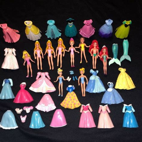 Lot Of 10 Disney Princess Polly Pocket Doll 3 Shoes 7 Magic Clip More Dresses Disney In 2020