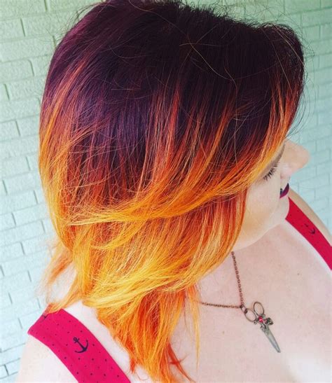 Fire Ombre On Short Hair Red To Orange And Yellow Ombre Glowing Ombre Fire Hair