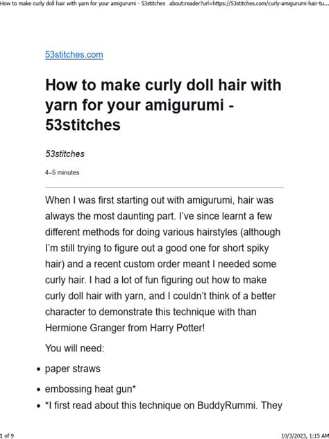 5 Secrets To Creating The Perfect Yarn Curls For Doll Hair