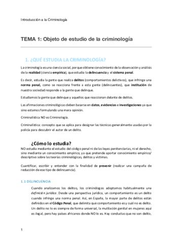 Tema Objeto De Estudio De La Criminologia Pdf