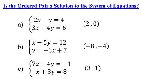 How To Determine If An Ordered Pair Is A Solution To A System Of