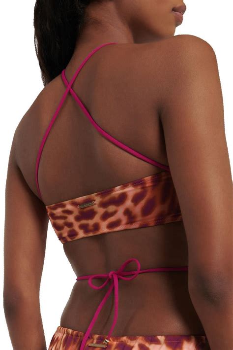 Blurred Cheetah Print Side Tie Bikini Briefs Stella Mccartney Tsigaloglou Collection