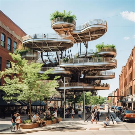 Premium Ai Image A Building With A Planter On The Top Of It