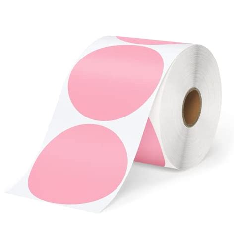 3 Inch Pink Circle Thermal Sticker Labels Self Adhesive Round Direct Thermal