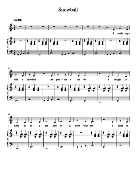 Snowball Sheet Music For Piano Vocals Piano Voice