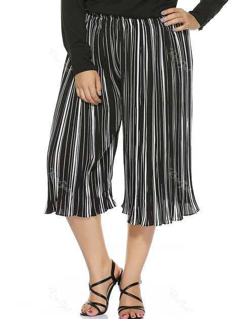 Off Plus Size Striped High Waisted Palazzo Pants Rosegal