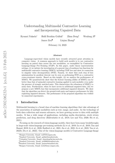 Understanding Multimodal Contrastive Learning And Incorporating Unpaired Data Deepai