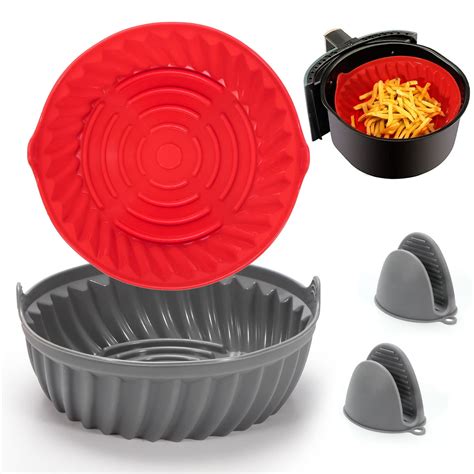 Feptuase 2 Pack Silicone Air Fryer Liners 75inch Reusable Round Heat