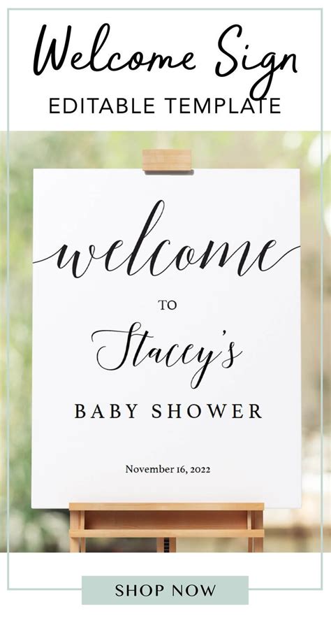 Calligraphy Welcome Sign Baby Shower Signs Printable Black and White ...