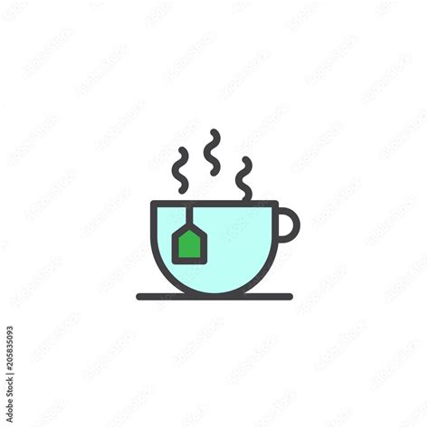 Hot Tea Cup Filled Outline Icon Line Vector Sign Linear Colorful Pictogram Isolated On White