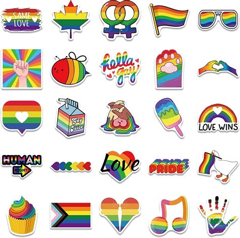 50 Pcs Gay Pride Stickers Lgbt Color Same Love Waterproof Stickers