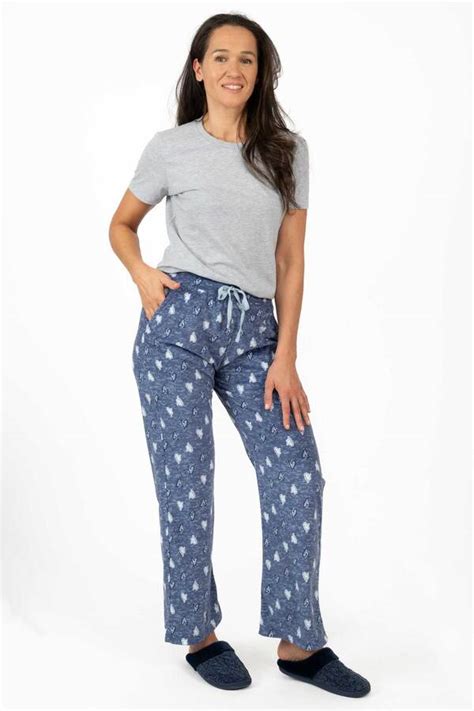 Charmour Pantalon De Pyjama Jambe Droite En Velours Coeurs En Denim