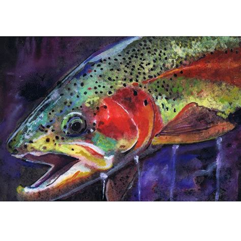 Rainbow Trout Art Print Steelhead Watercolour Abstract Art Etsy