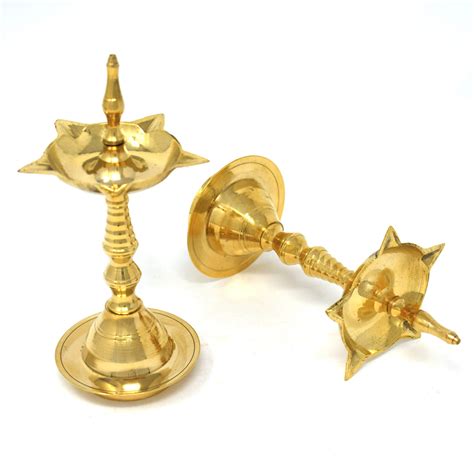 Buy Hashcart Brass Metal Kerala Samai Standing Deepak For Puja